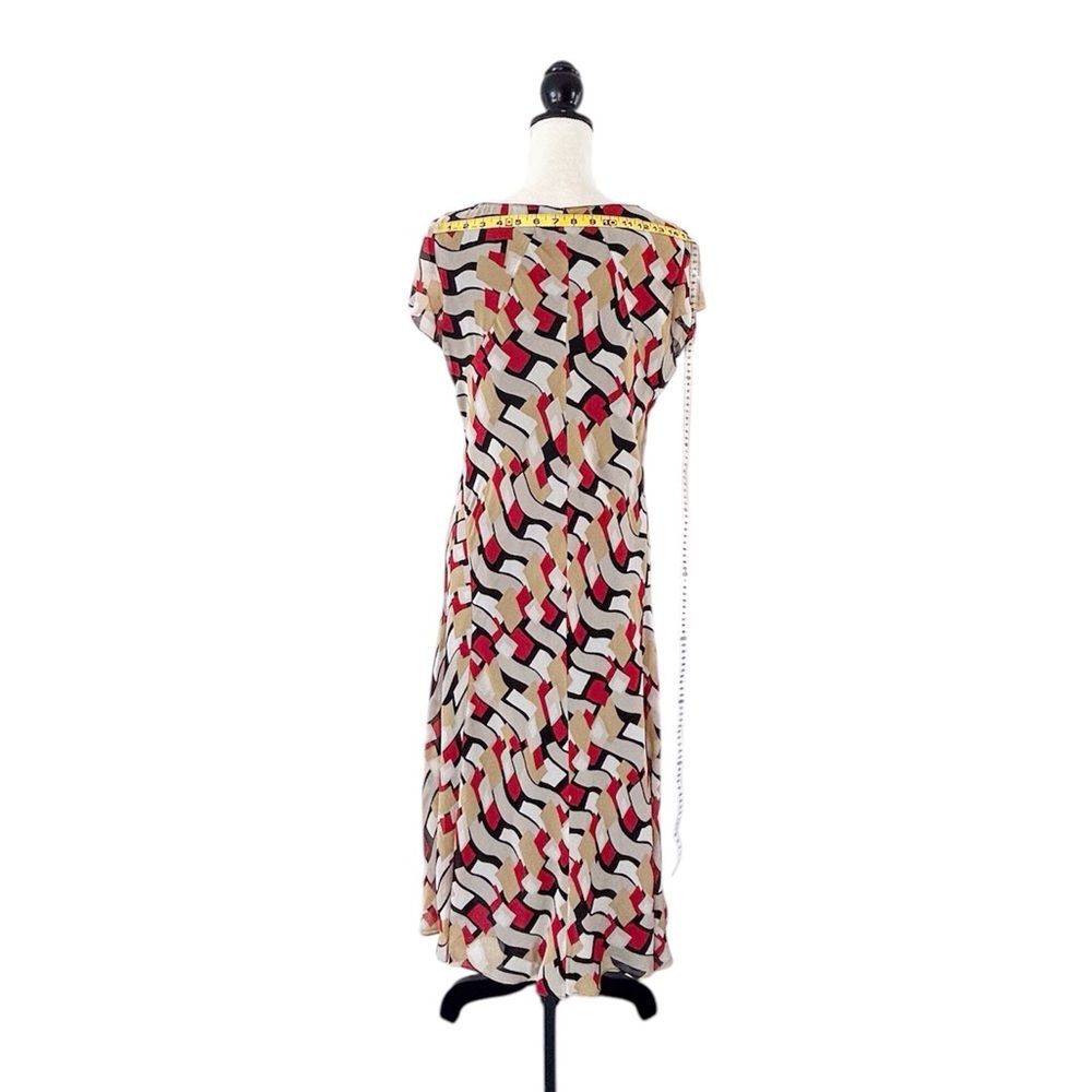 Jones New York Women’s Multicolored Silk Flutter Sleeve Slipover Dress Size 14P - Picture 5 of 15
